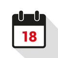 Simple calendar icon 18 on white background