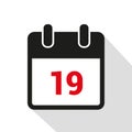 Simple calendar icon 19 on white background