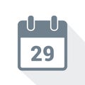 Simple calendar icon 29 on white background