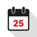 Simple calendar icon 25 on white background