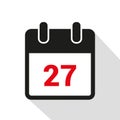 Simple calendar icon 27 on white background