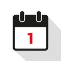 Simple calendar icon 1 on white background