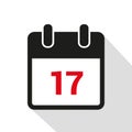 Simple calendar icon 17 on white background