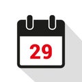 Simple calendar icon 29 on white background