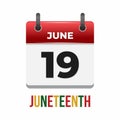 simple calendar june 19th vector illustration, Juneteenth freedom day