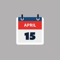 Simple Calendar Page for Day of 15th April - Banner, Graphic Design Isolated on Grey Background - Design Element for Web