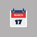 Simple Calendar Page for Day of 17th March - Banner, Graphic Design Isolated on Grey Background - Design Element for Web