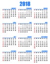 Simple calendar for year 2018 sundays in red first