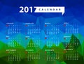 Simple calendar for 2017 year. Week starts from sunday Royalty Free Stock Photo