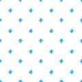 Simple calm seamless pattern with small blue snowflakes staggered at a great distance from each other on a white