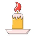 Simple candle icon, cartoon style