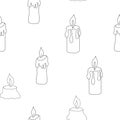 Simple candle vector outline illustration repeat pattern