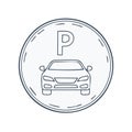 Simple car parking sign icon with letter P inside a circle Royalty Free Stock Photo