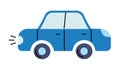 Simple Car rides for kids. Transport Side view. Four wheelers. Children drawing. Color image, shades of blue. Isolated