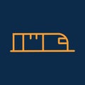 Simple cargo or container fast train logistic transportation line icon