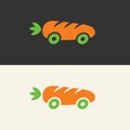 Simple carrot car logo, fast delivery icon - Vector