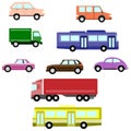 many car and bus and truck. 