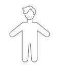 Simple cartoon blank man body template. Silhouette Boy child figure outline. Isolated vector clip art illustration