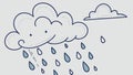 Simple Cartoon Cloud with Falling Raindrops Vector, vector design Generative AI Royalty Free Stock Photo