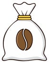 Simple cartoon coffee bag illustration with a large bean logo icon Royalty Free Stock Photo