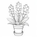 Simple Cartoon Coloring Page Of Potted Haworthia Fasciata For Kids