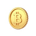 Simple Cartoon Cryptocurrency Golden Bitcoin Coin Web Icon Sign. 3d Rendering