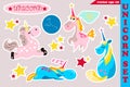 Set of unicorn stickers Royalty Free Stock Photo