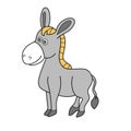 Simple cartoon icon. Cartoon donkey - cute character for children. Vector