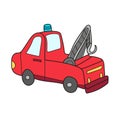 Simple cartoon icon. Cartoon tow truck evacuator. Royalty Free Stock Photo