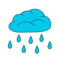 Simple cartoon icon. Cute raining cloud. Vector