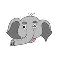 Simple cartoon icon. Elephant - grey cartoon head