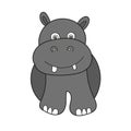 Simple cartoon icon. Funny hippopotamus