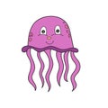 Simple cartoon icon. Jellyfish. Cartoon character