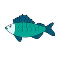 Simple cartoon icon. Ruff fish. Vector white fish of Siberia