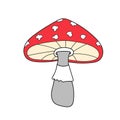 Simple cartoon icon. Vector flat cartoon fly agaric mushroom icon Royalty Free Stock Photo
