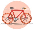 Simple cartoon illustration of a red road bicycle in motion Royalty Free Stock Photo