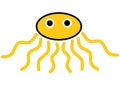 A simple cartoon impression of an octopus in yellow with eight tentacles