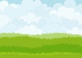 Simple cartoon meadow on sky background