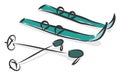 Simple cartoon of a pair of blue snowskis vector illustration