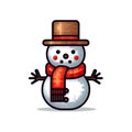 Simple cartoon pixel art Christmas Snowman high quality ai generated image Royalty Free Stock Photo