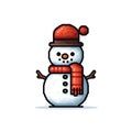 Simple cartoon pixel art Christmas Snowman high quality ai generated image
