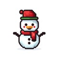 Simple cartoon pixel art Christmas Snowman high quality ai generated image Royalty Free Stock Photo