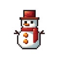 Simple cartoon pixel art Christmas Snowman high quality ai generated image Royalty Free Stock Photo