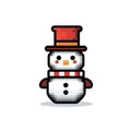 Simple cartoon pixel art Christmas Snowman high quality ai generated image