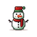 Simple cartoon pixel art Christmas Snowman high quality ai generated image Royalty Free Stock Photo