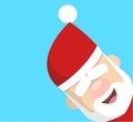 Simple Cartoon Santa - Empty Space with Head in Corner