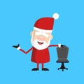 Simple Cartoon Santa - Standing with Chair and Gesturing with Hand