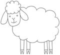 Simple cartoon sheep coloring book page for children. Vector outline illustration Royalty Free Stock Photo
