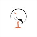 Simple cartoon of standing stork vector Royalty Free Stock Photo