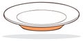 Simple cartoon style illustration of a single empty white dinner plate floating over a surface with a shadow Royalty Free Stock Photo